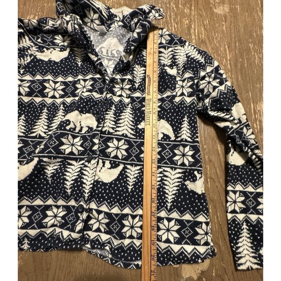 Old Navy Christmas Holiday Pajamas PJ's Blue Fair Isle Flannel Cotton Set Small - Picture 2 of 12